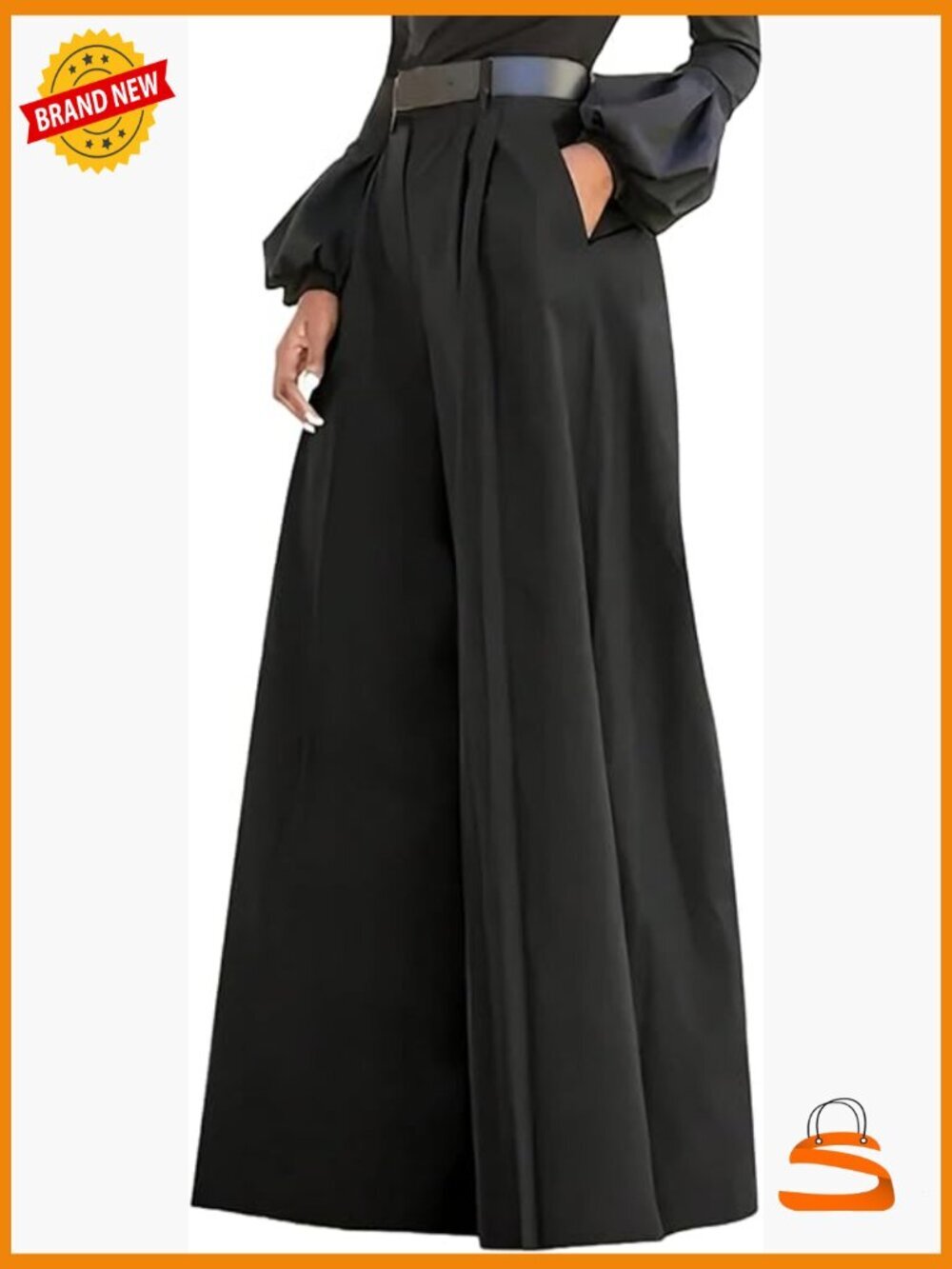 High Waist Wide Leg Dress Pants with Pockets Zipper Fly Pleated